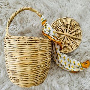 Jane Birkin Basket, Large size, basket with lid, Handwoven Birkin Basket, cane,